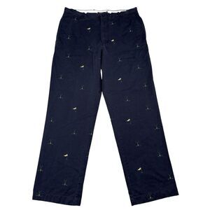 J Crew Pants Mens Size 36 x 32 Navy Blue Broken In Chino Golf Print 19th Hole